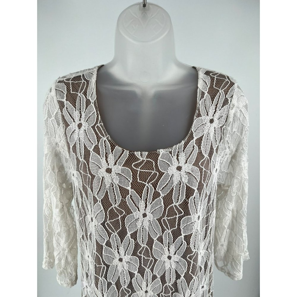 Lady Noiz White Floral Lace 3/4 Sleeve Dress Size XL NWOT - Picture 7 of 10